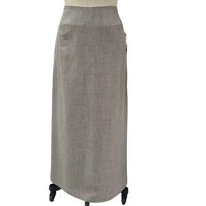 NWT Willi Smith 100% Wool Tan Long Pencil Skirt Zipper at Slit Sz 14